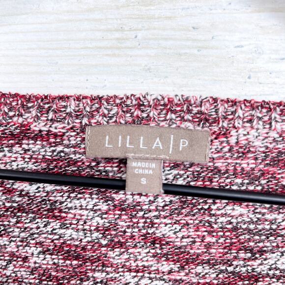 Lilla P Ruffle Marled Knit Sweater Red Boat Neck Cotton Blend Womens Small - Picture 6 of 7